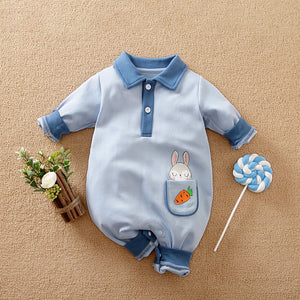 Pocket Bunny Blue Baby Romper 1 - Minitaq baby kids clothes dress