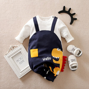 Hello Dino Cartoon Baby Romper 1 - Minitaq baby kids clothes dress