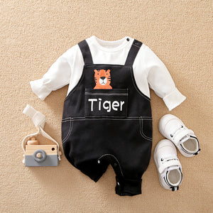 Black N White Tiger Pocket Romper 1 - Minitaq baby kids clothes dress