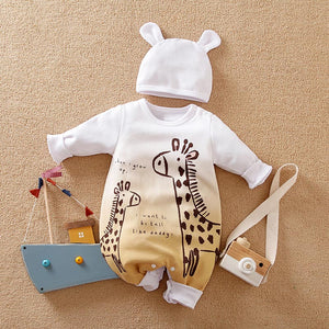 Giraffe N Sunset Cartoon Baby Romper 1 - Minitaq baby kids clothes dress