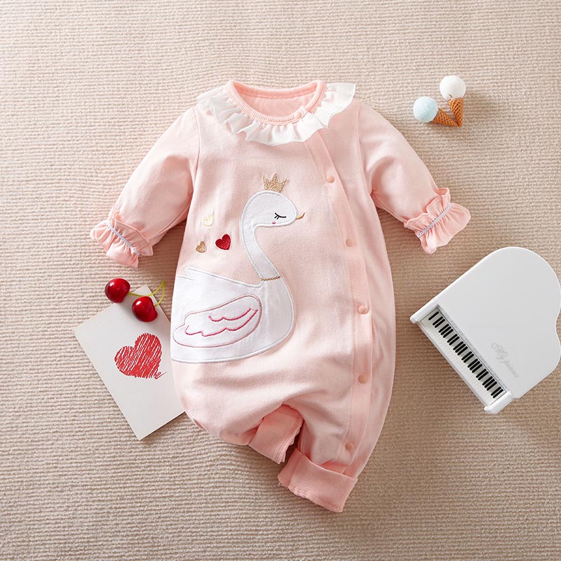 Cute Swan Pink Baby Girl Romper 1 - Minitaq baby kids clothes dress
