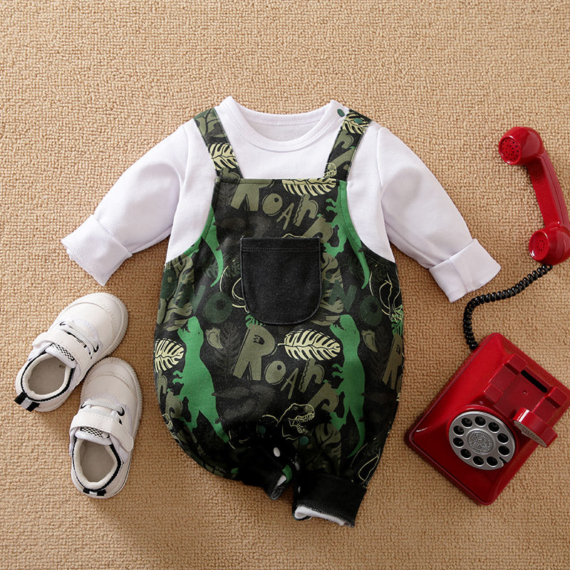 Jungle Roar Dungaree Style Baby Romper 1 - Minitaq baby kids clothes dress