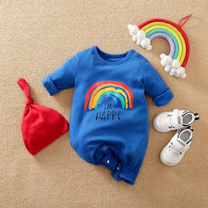 Happy Rainbow Blue Baby Romper 1 - Minitaq baby kids clothes dress