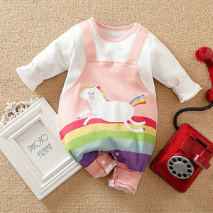 Unicorn And Rainbow Baby Girl Romper 1 - Minitaq baby kids clothes dress