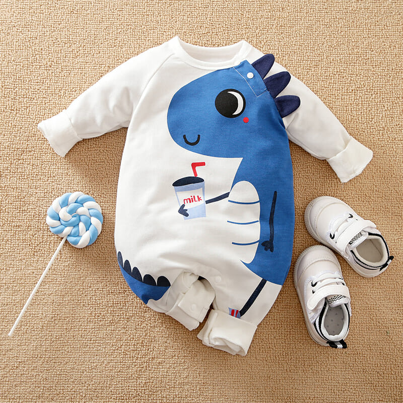 Milk And Blue Dino Baby Romper 1 - Minitaq baby kids clothes dress