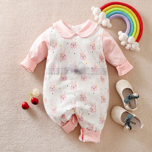 Little Pink Bunnies Pattern Baby Romper 1 - Minitaq baby kids clothes dress