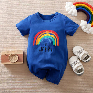 Rainbow Blue Half Sleeves Baby Romper 1 - Minitaq baby kids clothes dress