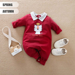 Tiger with Crown Red Maroon Romper 2 - Minitaq baby kids clothes dress