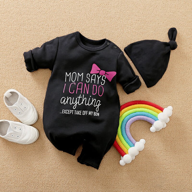 Cute Black Baby Girl Romper With Cap 1 - Minitaq baby kids clothes dress