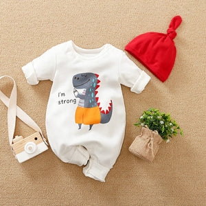 Strong Dino Causal Baby Romper With Cap 1 - Minitaq baby kids clothes dress