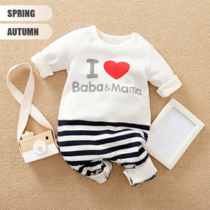 I Love Mama Baba With Dark Blue Stripes 2 - Minitaq baby kids clothes dress