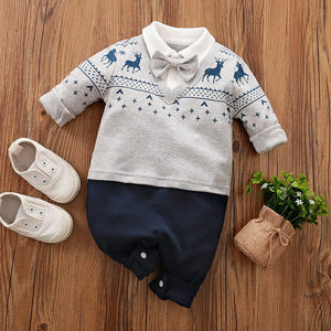 Smart Casual Deer Romper With Bow Tie 1 - Minitaq baby kids clothes dress