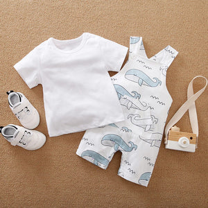 Summer Whale 2pc Baby Clothes 1 - Minitaq baby kids clothes dress