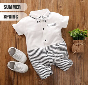 Trendy White Romper With Bow Tie 2 - Minitaq baby kids clothes dress