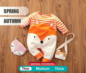 Orange Striped Fox Style Baby Romper 2 - Minitaq baby kids clothes dress