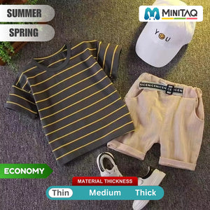 Cute Brown Striped Summer T Shirt N Short 1 - Minitaq baby kids clothes dress