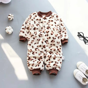 Elegant Brown Patterned Baby Romper 1 - Minitaq baby kids clothes dress