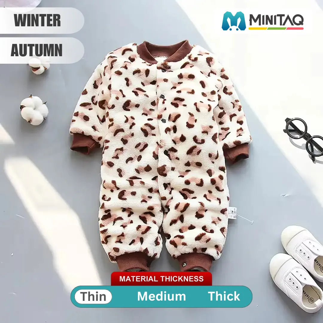 Elegant Brown Patterned Baby Romper 1 - Minitaq baby kids clothes dress