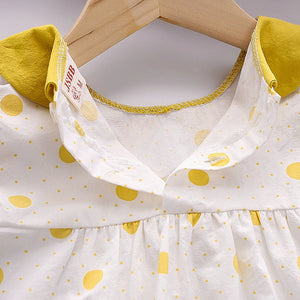 Cute Mustard Yellow Polka Dots 2pcs Set For Girls - Minitaq baby kids clothes dress