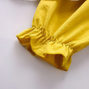 Cute Mustard Yellow Polka Dots 2pcs Set For Girls - Minitaq baby kids clothes dress