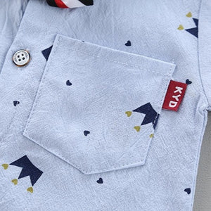 Blue Crown Shirt N Beige Shorts 2pc Set - Minitaq baby kids clothes dress