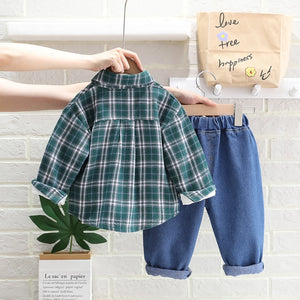 Casual Shirt With Inner T-Shirt N Blue Jeans Pants 3pc Set 11 - Minitaq baby kids clothes dress