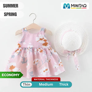Cute Pink Flowers Pattern Frock For Baby Girls 1 - Minitaq baby kids clothes dress