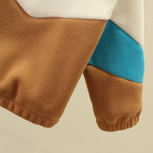 Beige Brown N Blue Color Block Jacket - Minitaq baby kids clothes dress