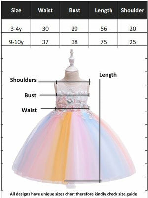 Floral Rainbow Colorful Fancy Party Dress 8 - Minitaq baby kids clothes dress