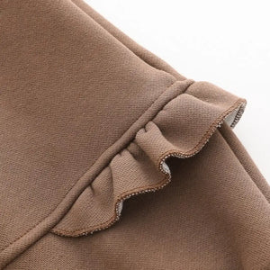 Cream Hooded Jacket with Rabbit Patch N Brown Ruffle Pants Set - Minitaq baby kids clothes dress