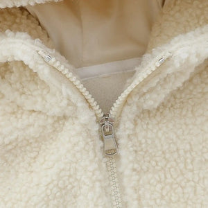 Cream Hooded Jacket with Rabbit Patch N Brown Ruffle Pants Set - Minitaq baby kids clothes dress