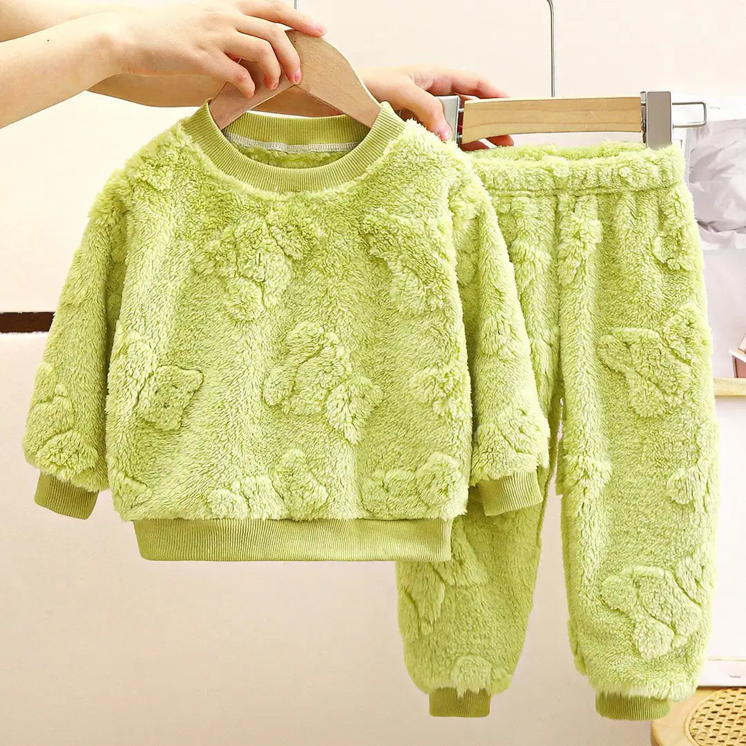 Fuzzy Fluffy Teddy Lime Green 2pc Winter Sweater Set - Minitaq baby kids clothes dress