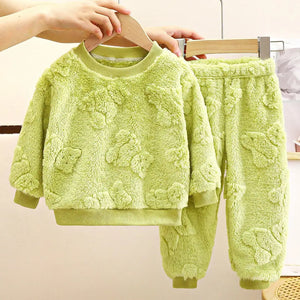 Fuzzy Fluffy Teddy Lime Green 2pc Winter Sweater Set - Minitaq baby kids clothes dress