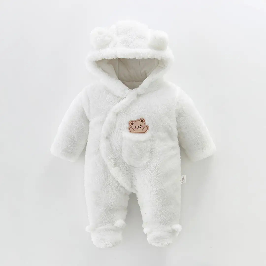 Bear in the Pocket Design White Baby Romper 1 - Minitaq baby kids clothes dress