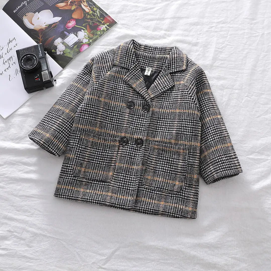 Classic Plaid Wool Blend Jacket Coat - Minitaq baby kids clothes dress