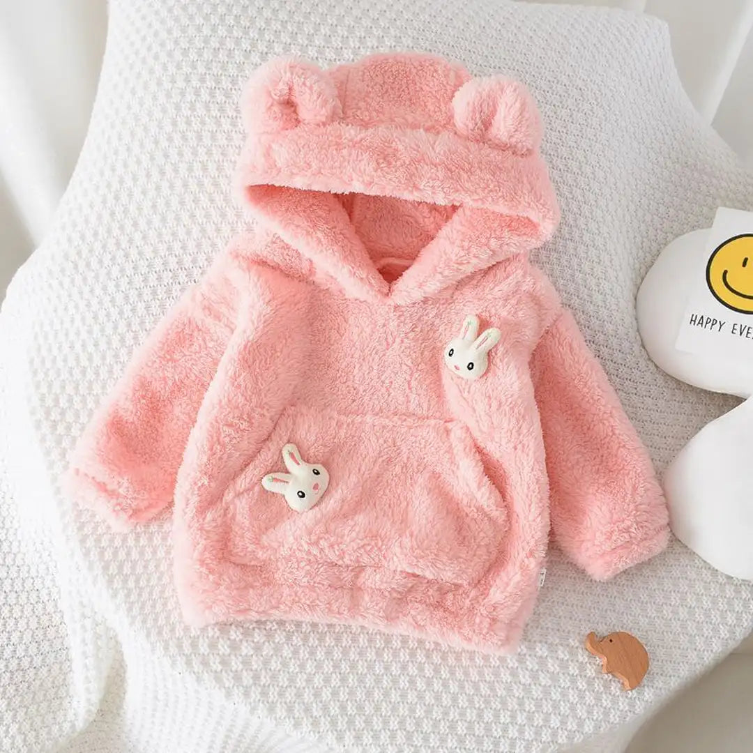 Cozy Pink Bunny N Bear Ear Hoodie - Minitaq baby kids clothes dress