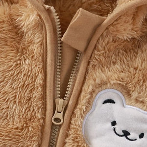 Cozy Fluffy Zip Up Brown Bear Hoodie Jacket - Minitaq baby kids clothes dress