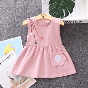 Flower Design Light Pink Sleeveless Cotton Frock For Girls - Minitaq baby kids clothes dress