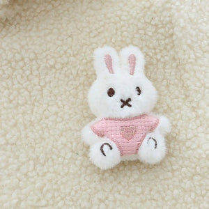 Cream Hooded Jacket with Rabbit Patch N Brown Ruffle Pants Set - Minitaq baby kids clothes dress