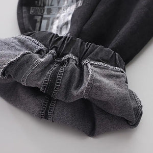 Warm Comfy Blue Hooded Zipper Jacket With Black Jeans Set - Minitaq baby kids clothes dress