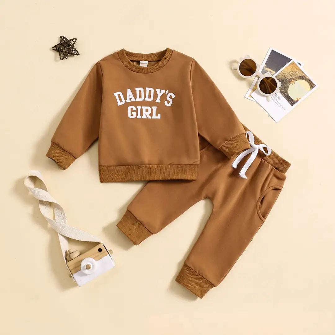 Daddy’s Girl Mocha Sweatshirt & Jogger Set - Minitaq baby kids clothes dress
