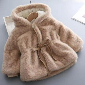 Modern Faux Fur Brown Hooded Coat - Minitaq baby kids clothes dress
