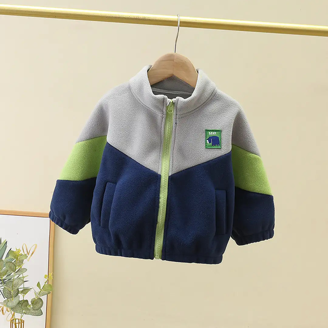 Classic Sports Grey N Navy Fleece Jacket - Minitaq baby kids clothes dress