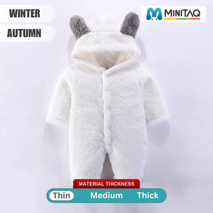 Off White Hooded Winter Romper 1 - Minitaq baby kids clothes dress