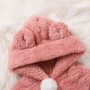 Fuzzy Pink N White Pom Pom Fleece Hoodie 2pcs Set - Minitaq baby kids clothes dress