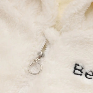 Warm Comfy White Hooded Zipper Jacket With Black Denim Set - Minitaq baby kids clothes dress