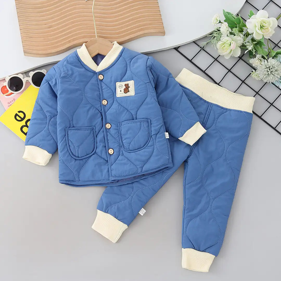 Cozy Bear Patch Quilted Tracksuit 2pc Set - Minitaq baby kids clothes dress