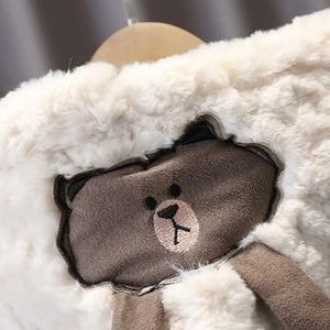 Soft Comfy Ivory Hooded Jacket with Bear Patch - Minitaq baby kids clothes dress