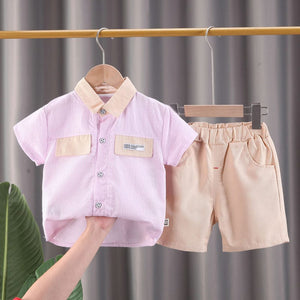 Pink Shirt With Beige Short 2pc 1 - Minitaq baby kids clothes dress