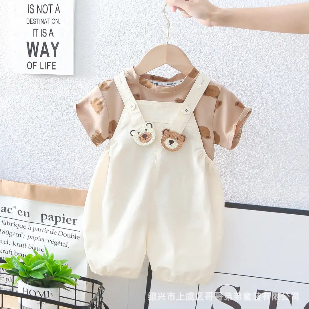 The Bear Brothers With Cream White Dungaree For Kids 1 - Minitaq baby kids clothes dress